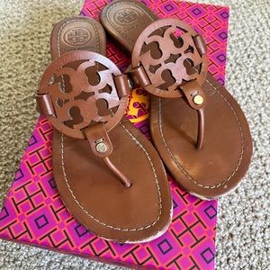 Tory Burch, Miller Sandal, Leather (vintage vachetta), size 8